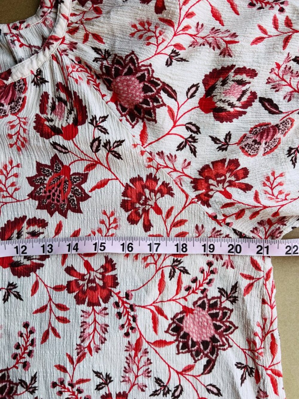 Sanctuary Red Floral Blouse Cottagecore Boho Top Puff Sleeve Size M - Picture 6 of 7